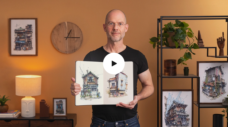 [Альберт Кифер] [Domestika] Выразительные архитектурные зарисовки цветными маркерами (2022)