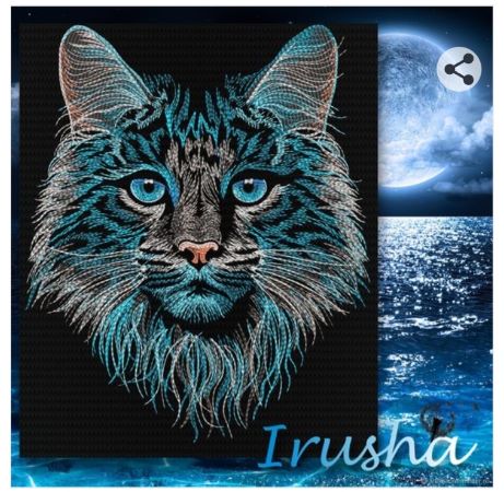 [Машинная вышивка] Ирина Виноградова - Лунный кот (2023)