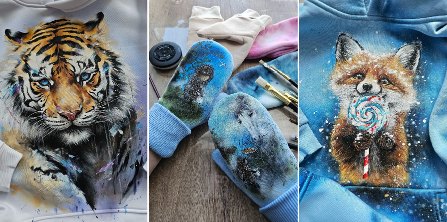 [Даша Лисенкова] [Роспись по ткани] Лиса, тигр + 2 бонусных (2024)