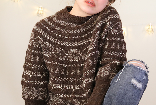 [Junko Okamoto] Жаккардовый пуловер оверсайз "Twigs" (2022)