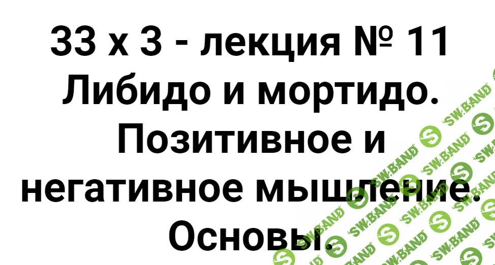 [Алексей Капранов] Расширенный курс 33х3. Лекция 11. Либидо и мортидо. Позитивное и негативное мышление. Основы (2023)