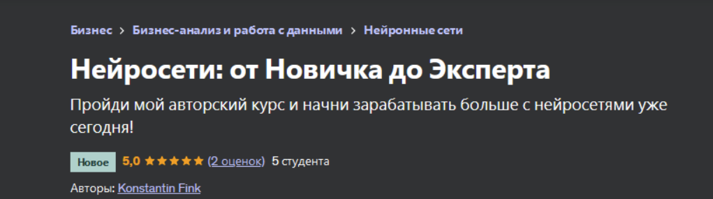 [Konstantin Fink] Нейросети: от Новичка до Эксперта (2023)