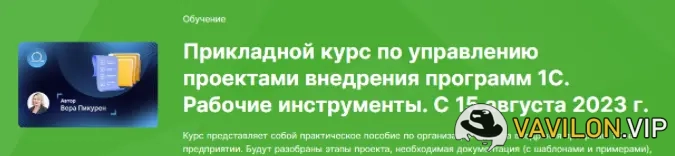 [Вера Пикурен] Прикладной курс по управлению проектами внедрения программ 1С. Рабочие инструменты [infostart.ru] (2023)