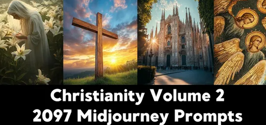 [ChillaxDesignsArt] 2097 промптов для Midjourney на тему христианства (2025)