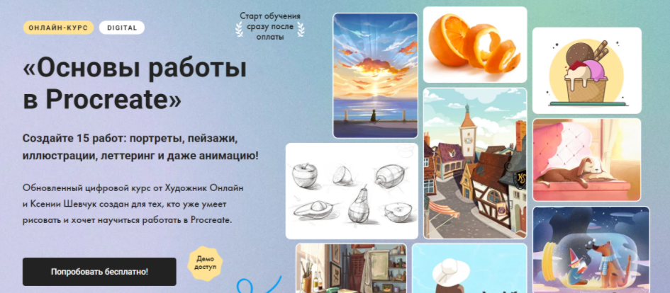 [Художник Online] [Ксения Шевчук] Основы работы в Procreate 2.0. Без обратной связи (2024)