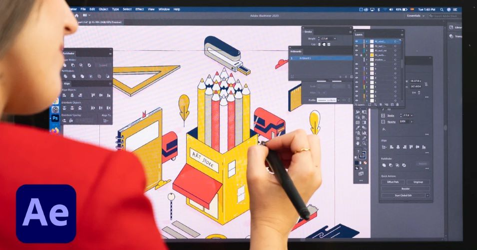Domestika (Ana Pérez López) — Изометрическая анимация с помощью Illustrator и After Effects (2024)