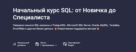 [Влад Бурмистров] [Stepik] Начальный курс SQL: от новичка до специалиста (2025)