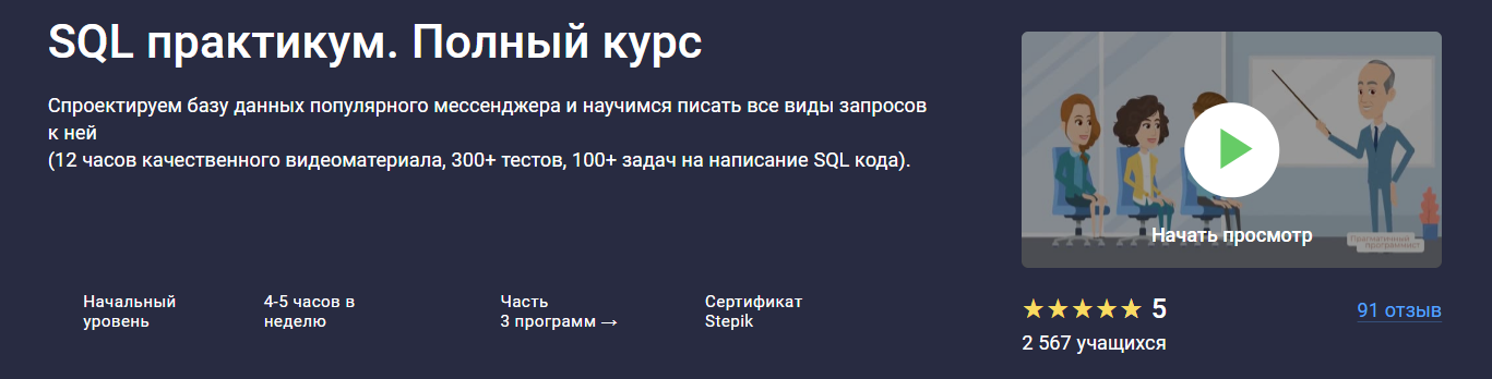 [Stepik] SQL практикум. Полный курс (2025)