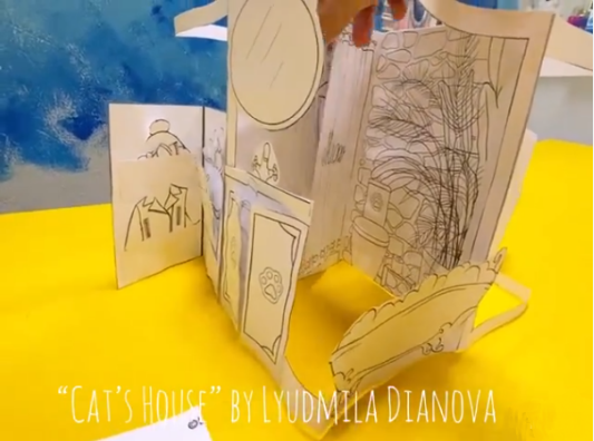 [Magic Teaching, Людмила Дианова] Объемная книга-раскраска "Cat's House Pop-Up Book" (2022)