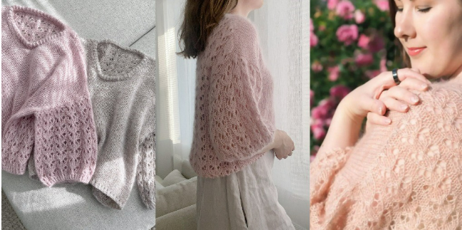 [Вяжи.ру, Anna Tanskanen] Ажурный пуловер Pioni (2024)